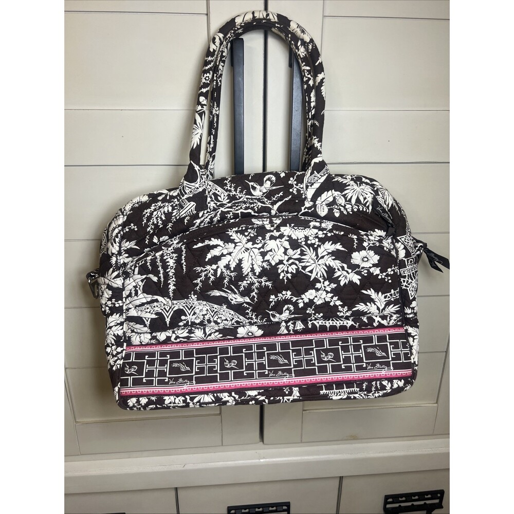 Vera Bradley Brown Imperial Toile Floral Quilt Travel Laptop Business Bag